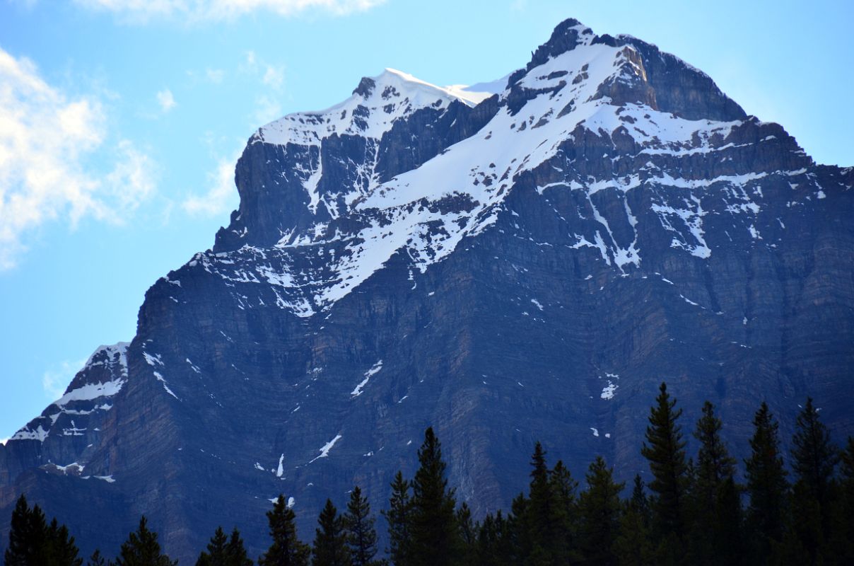 08 Mount Temple South Face Late Afternoon From Trans Canada Highway Driving Between Banff And Lake Louise in Summer